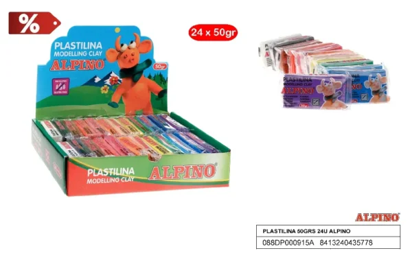 PLASTILINA 50 g 24 Uds. ALPINO.