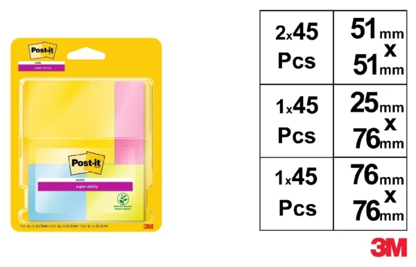 POST-IT SUPER STICKY NOTAS Y MININOTAS 4