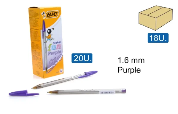 BOLÍGRAFO CRISTAL 1.6 FUN 20 Uds PURPLE