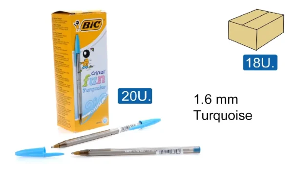 BOLÍGRAFO CRISTAL 1.6 FUN 20 Uds. TURQUO