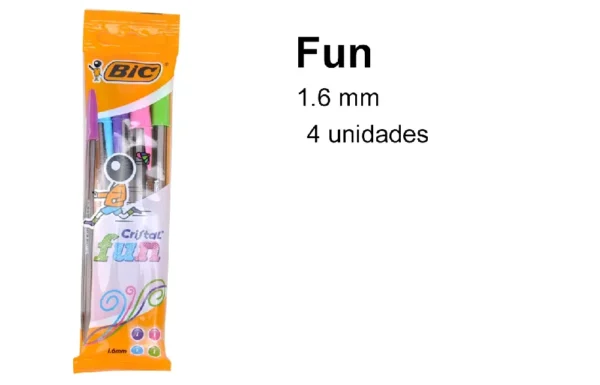 BOLÍGRAFO CRISTAL 1.6 FUN 4 Uds AST EU 8