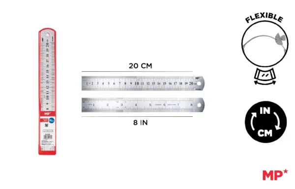 REGLA METÁLICA DE ACERO INOXIDABLE 20 cm