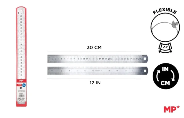 REGLA METÁLICA DE ACERO INOXIDABLE 30 cm