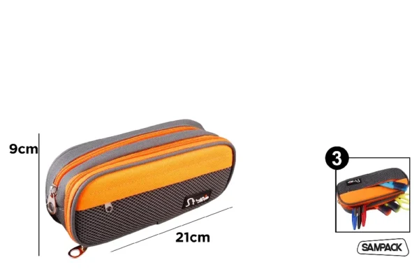 ESTUCHE BICOLOR 3 CREMALLERAS NARANJA