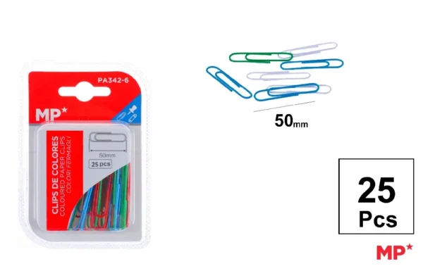 CLIPS DE COLORES 50 mm 25 Uds..