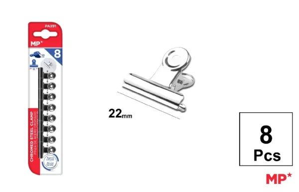 PINZA DE ACERO CROMADO 22 mm 8 Uds..