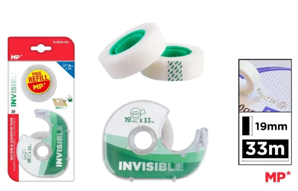 CINTA ADHESIVA INVISIBLE CON DISPENSADOR