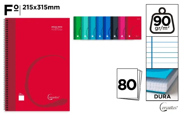 CUADERNO ESPIRAL Fº 80 HOJAS 90 g/m² HOR