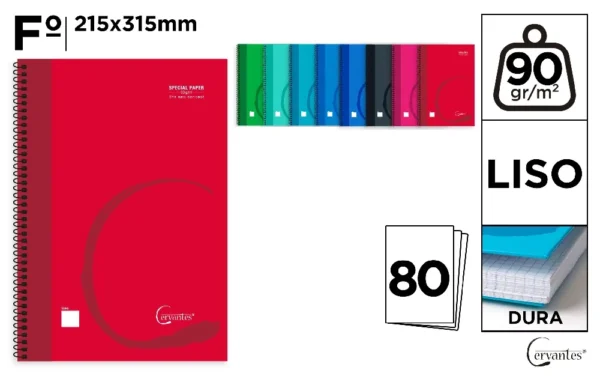 CUADERNO ESPIRAL Fº 80 HOJAS 90 g/m² LIS