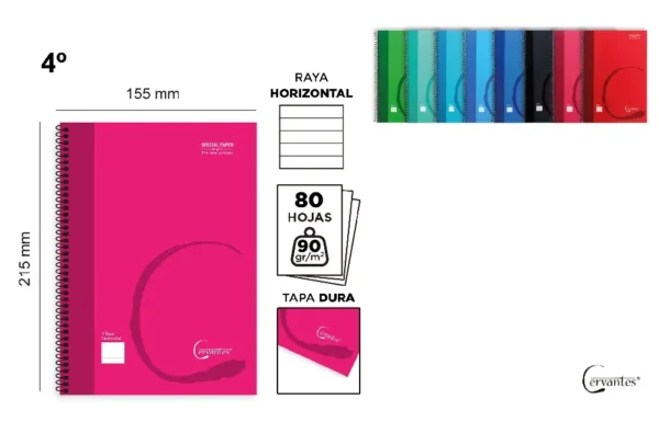 CUADERNO ESPIRAL 4º 80 HOJAS 90 g/m² HOR