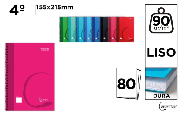 CUADERNO ESPIRAL 4º 80 HOJAS 90 g/m² LIS