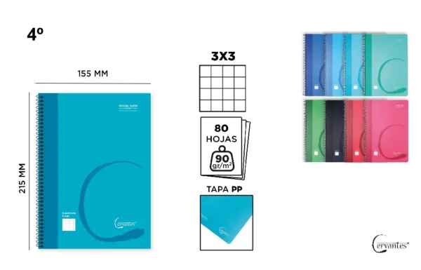 CUADERNO CUARTILLA 3 x 3 80 HOJAS PP