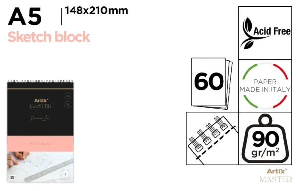 BLOCK BOCETOS ARTE ESBOZO 90 g/m² A5 60.