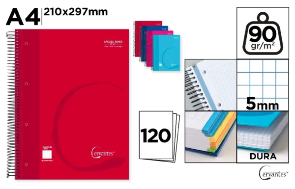 CUADERNO EXTRADURA A4 120 HOJAS CUADRÍCU