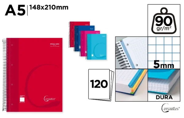 CUADERNO EXTRADURA A5 120 HOJAS CUADRÍCU