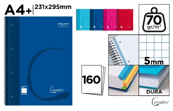 CUADERNO EXTRADURA A4 160 HOJAS CUADRÍCU