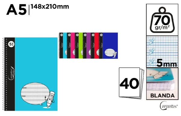 CUADERNO BASIC CUARTILLA 40 HOJAS 5 mm 7