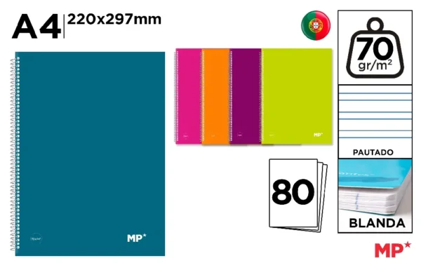 CUADERNO TAPA COLORES A4 70 g/m² 1 RAYA.