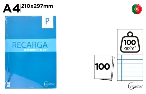 RECAMBIO A4 100 g/m² 1 RAYA HORIZONTAL.