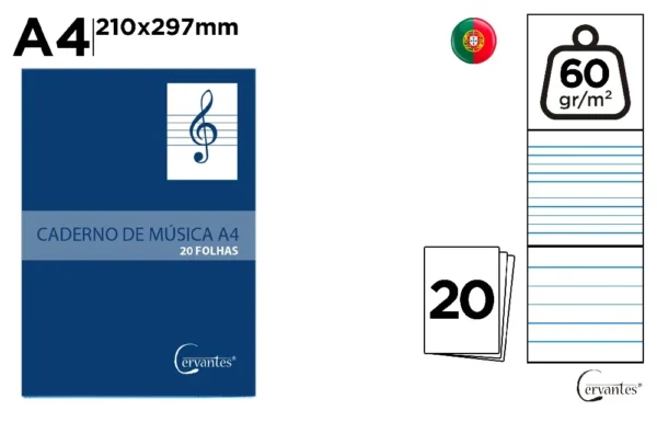 CUADERNO DE MÚSICA A4 60 g/m² 1 RAYA.