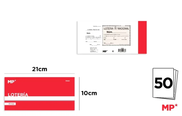 TALONARIO LOTERIA 10 x 21 cm 50 HOJAS.
