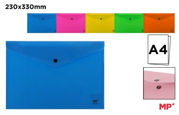 CARPETA SOBRE CIERRE BOTÓN A4 FLUORESCEN