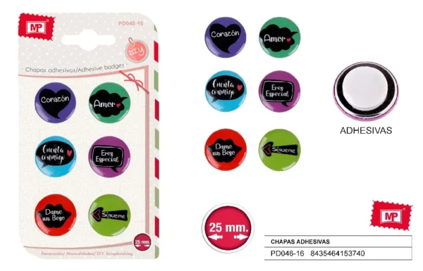 CHAPAS ADHESIVAS 6U 25MM.