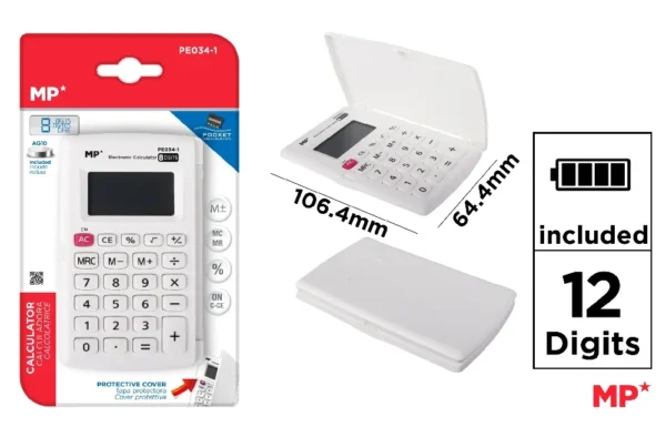 CALCULADORA BOLSILLO CON TAPA.