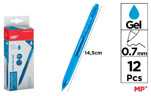 BOLÍGRAFO TINTA GEL PUNTA 0.7 mm AZUL CL