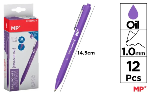 BOLÍGRAFO TINTA ACEITE 1.0 mm MORADO.