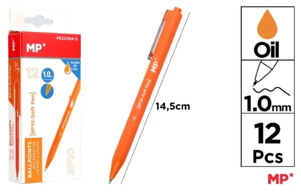 BOLÍGRAFO TINTA ACEITE 1.0 mm NARANJA.