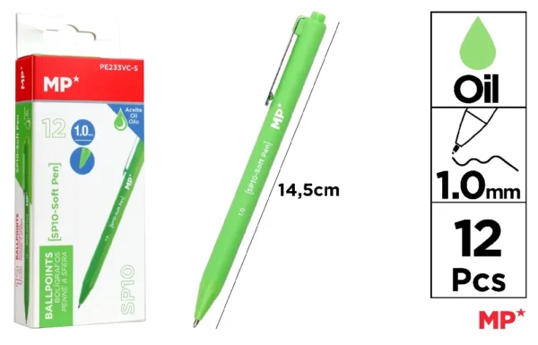 BOLÍGRAFO TINTA ACEITE 1.0 mm VERDE CLAR