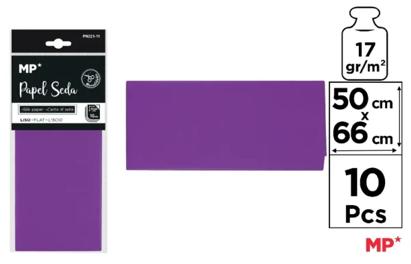 PAPEL SEDA MORADO 50 x 66 cm 10 Uds..