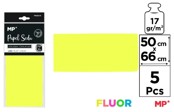 PAPEL SEDA AMARILLO FLUORESCENTE 50 x 66