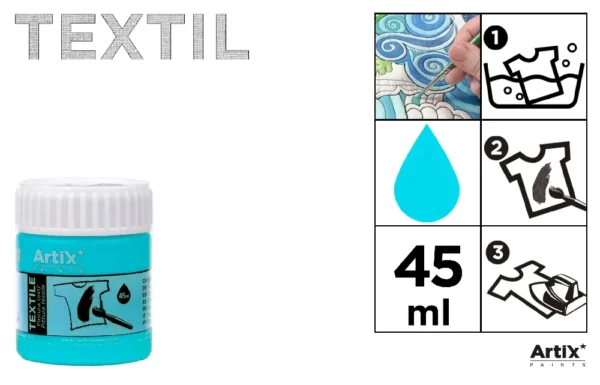 PINTURA TEXTIL AZUL CYAN 45 ml.