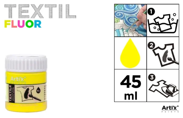 PINTURA TEXTIL AMARILLO NEÓN 45 ml.