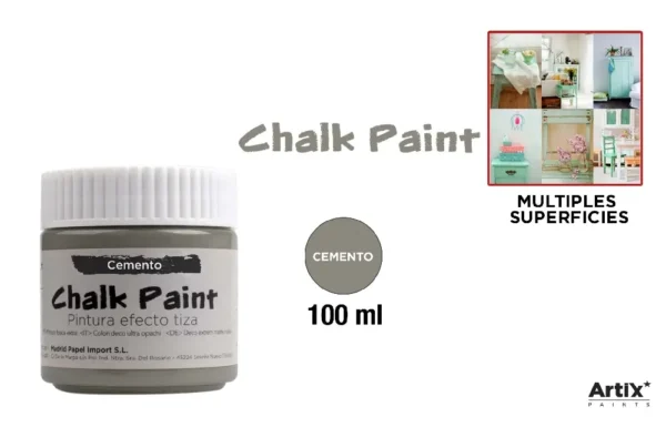 PINTURA EFECTO TIZA 100 ml GRIS CEMENTO.