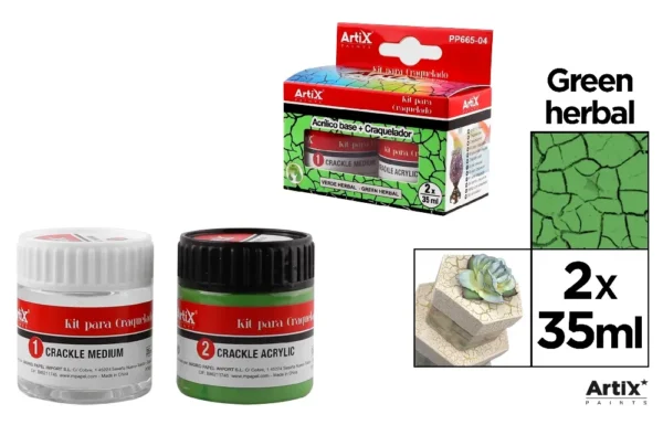 KIT PARA CRAQUELADO 35 ml VERDE HERBAL.