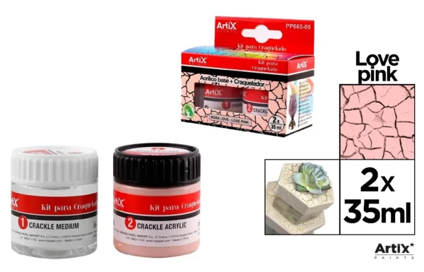 KIT PARA CRAQUELADO 35 ml ROSA LOVE.