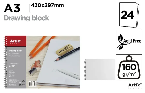 BLOCK DE DIBUJO 24 HOJAS A3