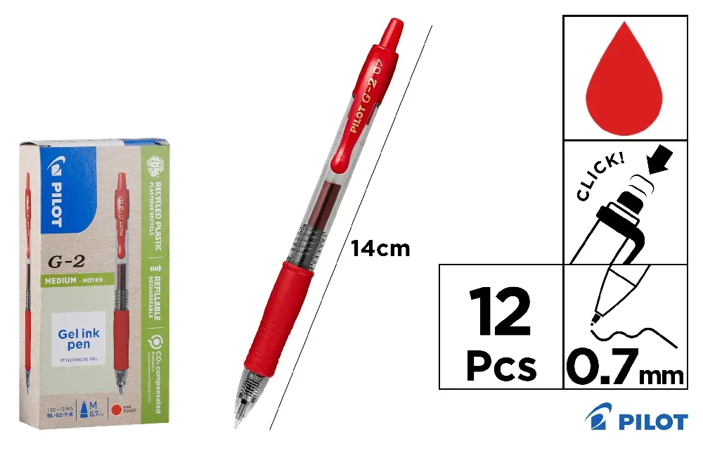 BOLÍGRAFO GEL G2 ROJO (07) PILOT
