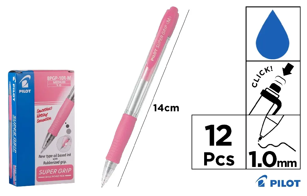 BOLÍGRAFO SUPER GRIP ROSA (22) PILOT