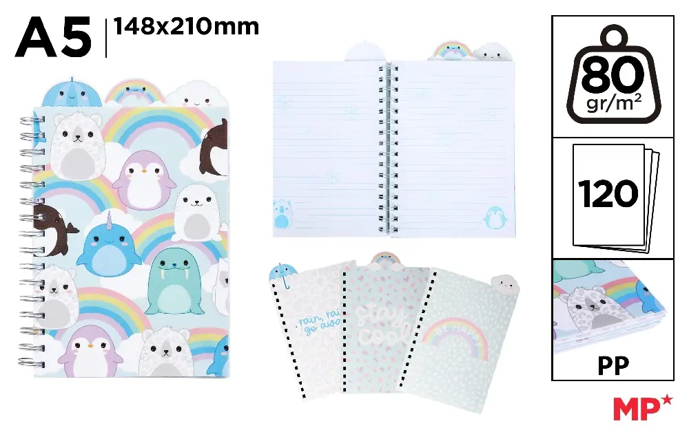 CUADERNO TAPA PP CON SEPARADORES 148X210