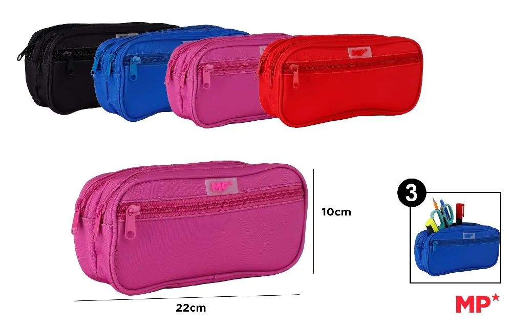 ESTUCHE PLUMIER TRES CREMALLERAS MP