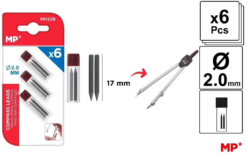 MINAS PARA COMPÁS 17 mm BLÍSTER