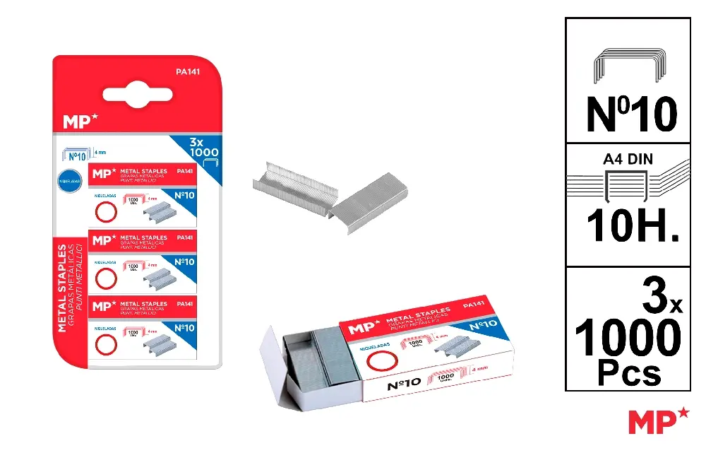 GRAPAS BLÍSTER Nº 10 3 x 1.000 Uds.