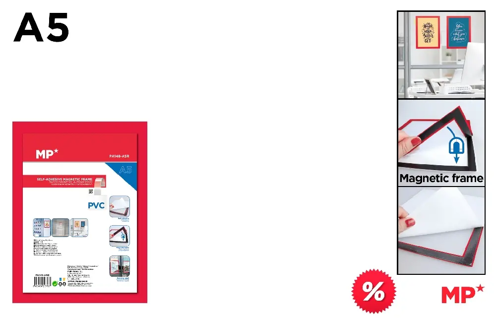 MARCO PORTA ANUNCIOS MAGNÉTICO ROJO A5