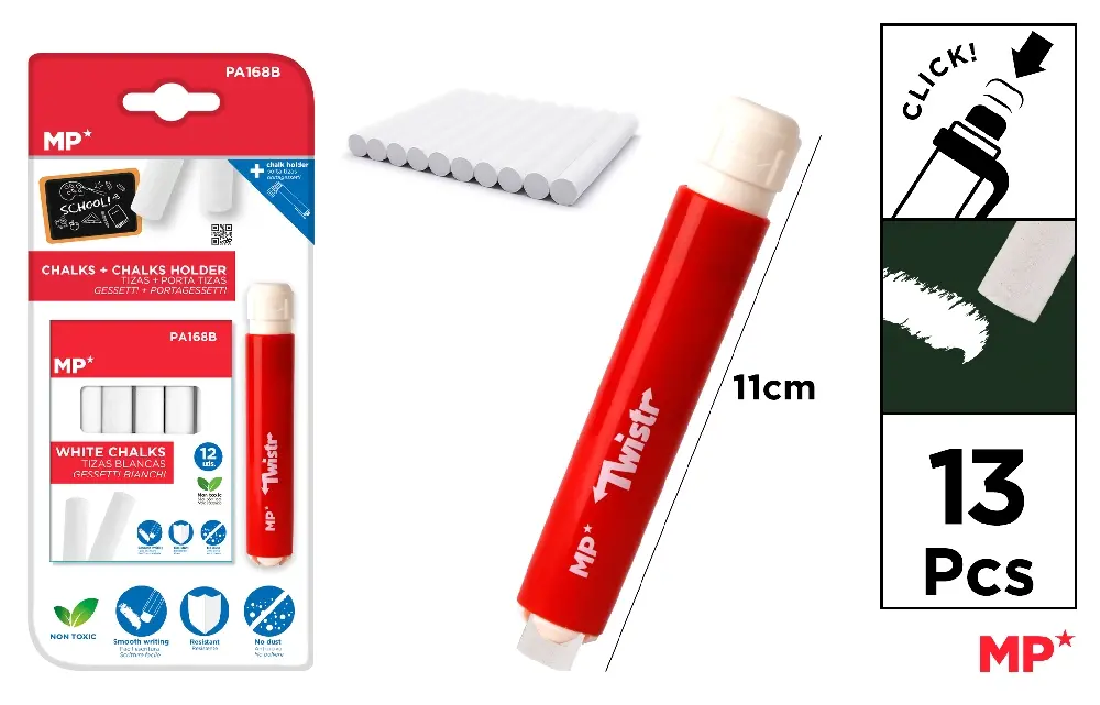 TIZAS DE BLANCAS CON PORTA TIZA