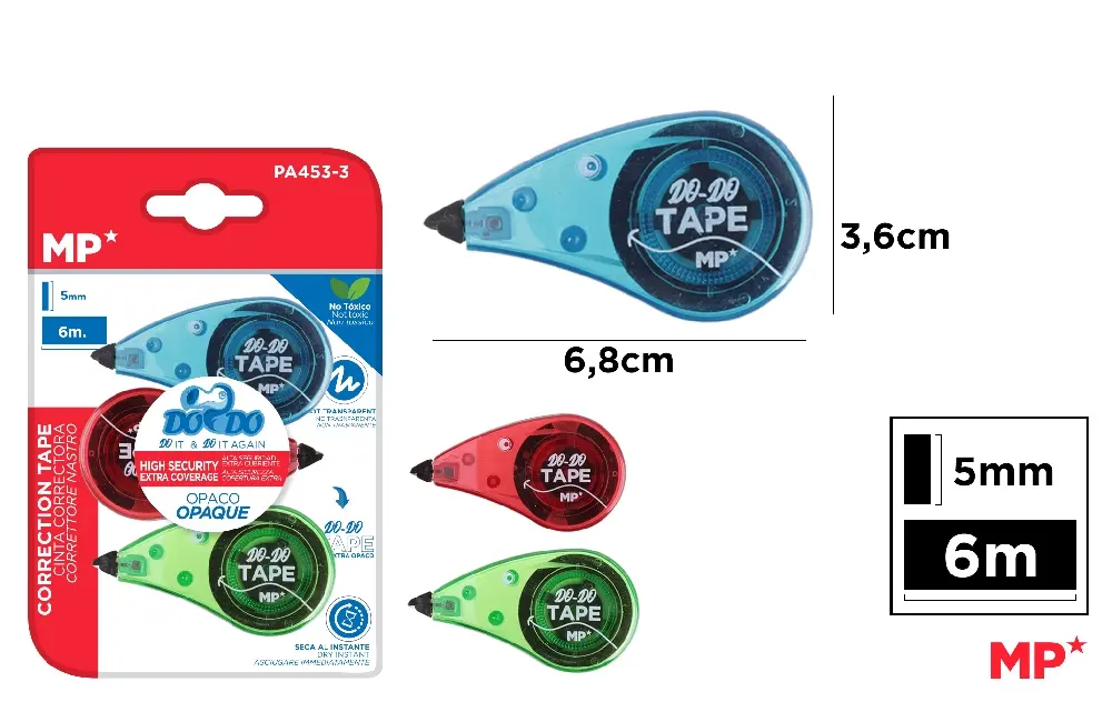CORRECTOR CINTA 5 mm x 6 m 3 Uds.