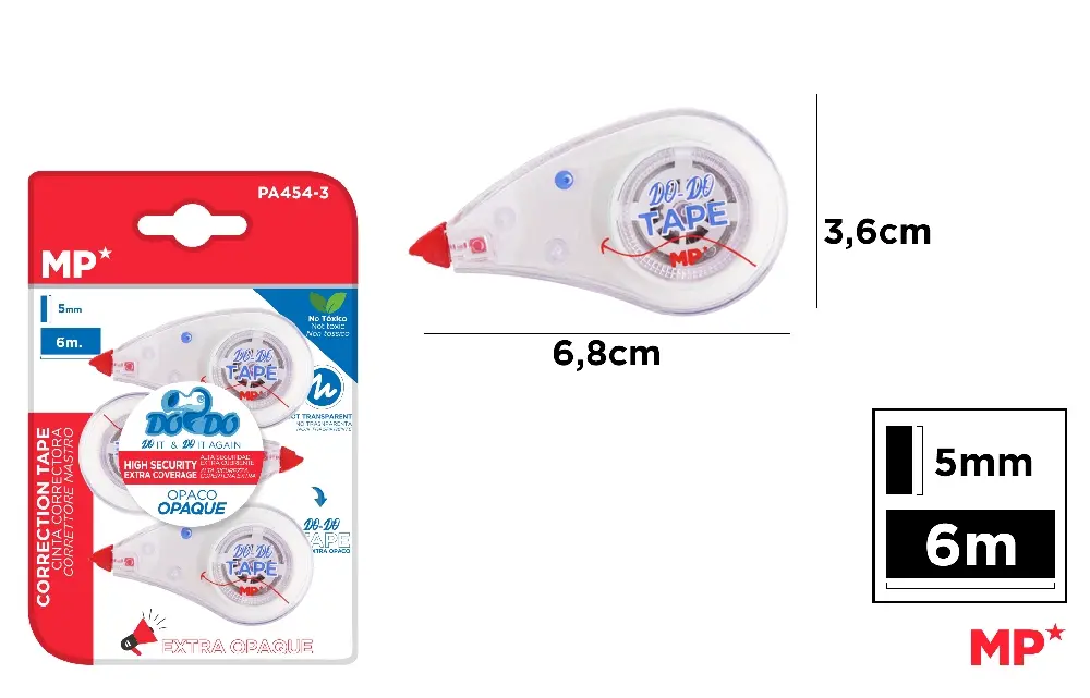 CORRECTOR CINTA 5 mm x 6 m 3 Uds..